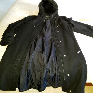 Coat with Adjustable Faux Fur Hood